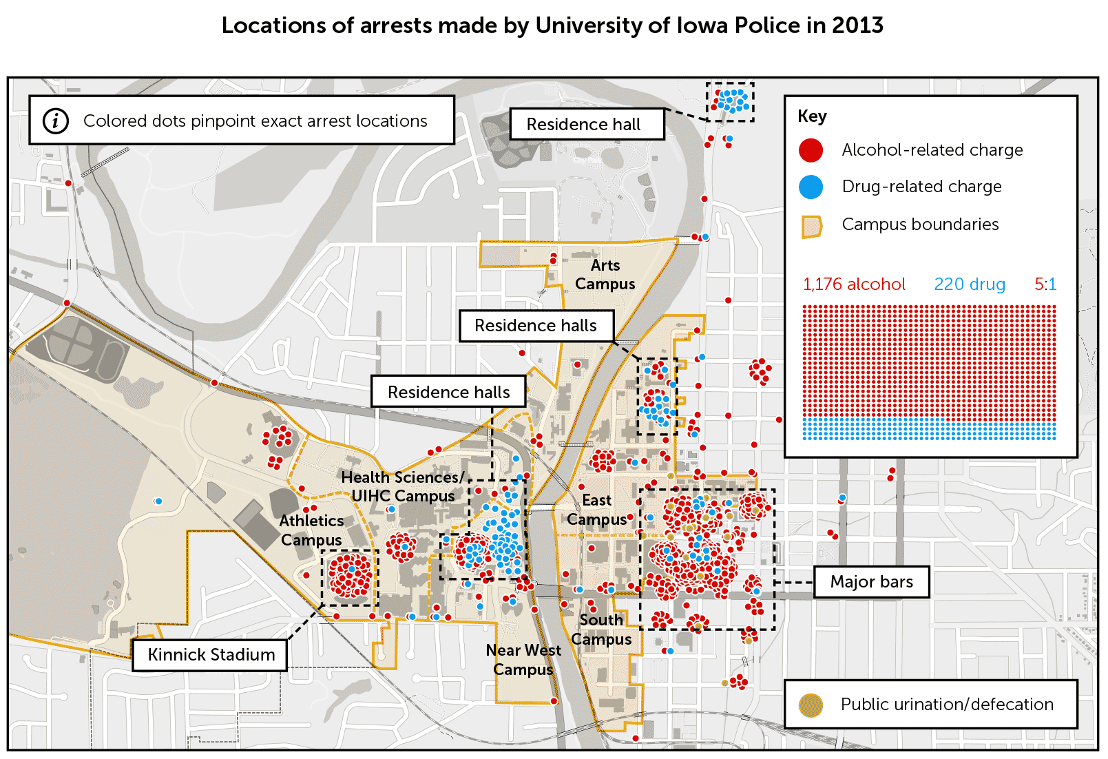 Drugs On Campus - Iowa Party School Map